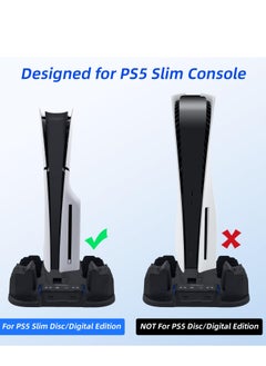 PGTECH PS5 Slim Cooling Stand with Controller Charging Station for Playstation 5 Slim Console (Digital/Disc),  PS5 Slim Accessories Includes 3 Levels Cooling Fan, 12 Game Storage Slots, 2 USB Hubs  - Image 4