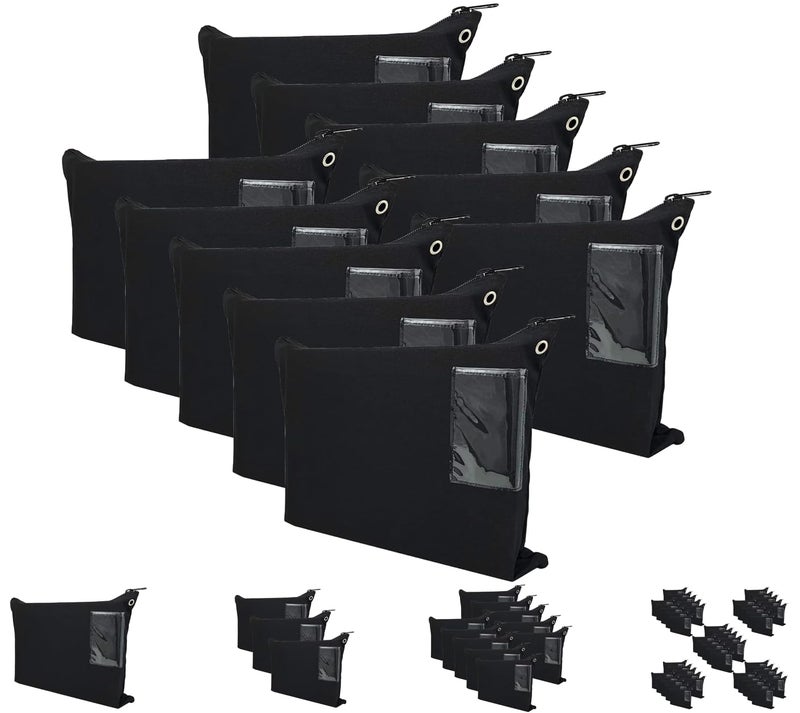 Interoffice Mailer Transit Sack Extra Large Durable Black Canvas Zipper Bank Bag with ID Window 18 x 14 10 Bags