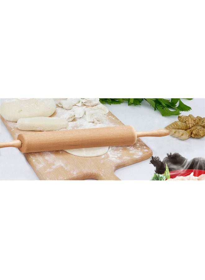 Eco-Friendly Wooden Beech Rolling Pin with Wooden Handles for Baking, Pastry Dough Roller, Fondant, Pizza - Image 2