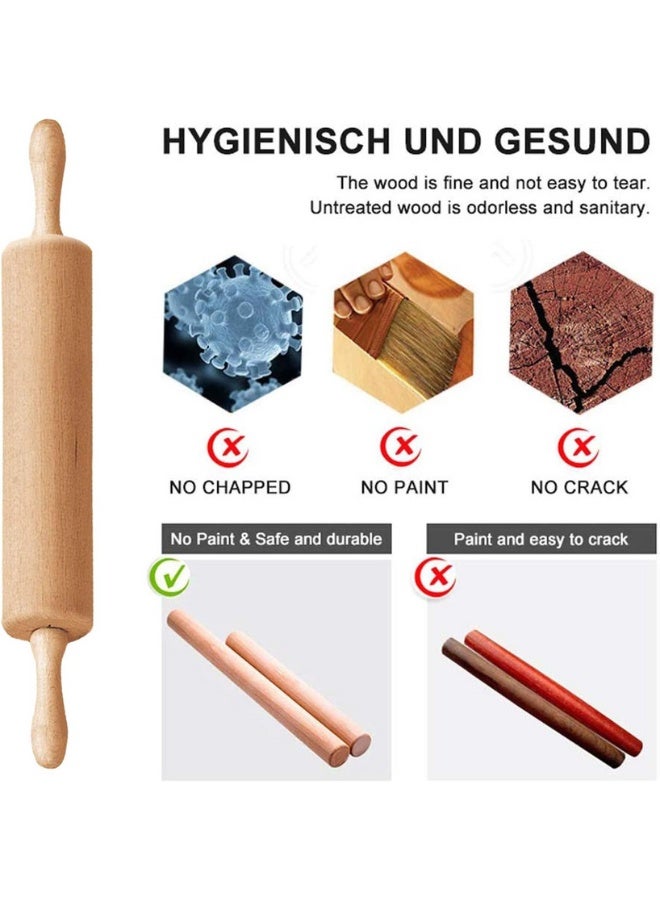 Eco-Friendly Wooden Beech Rolling Pin with Wooden Handles for Baking, Pastry Dough Roller, Fondant, Pizza - Image 3