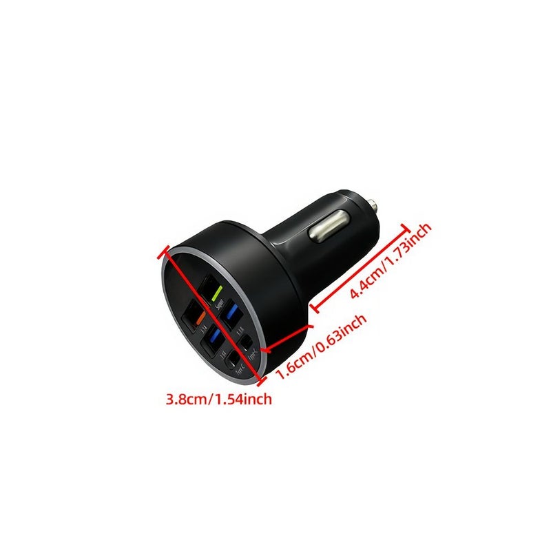 شاحن سريع للسيارة 6 في 1، منفذ USB رباعي ومنفذي Type C مزدوجين، 66 واط PD3.0، شحن سريع، مراقب جهد كهربائي، شاشة رقمية، شاحن هاتف محمول - Image 3