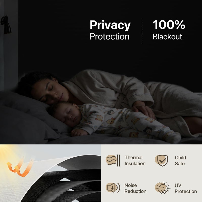 GENIMO 100% Blackout Roller Window Shades, Window Blinds Cordless with Thermal Insulated, UV Protection Fabric, Mini French Door Blinds for Home, Bedroom, Office, Black, 20" W X 72" H - Image 4