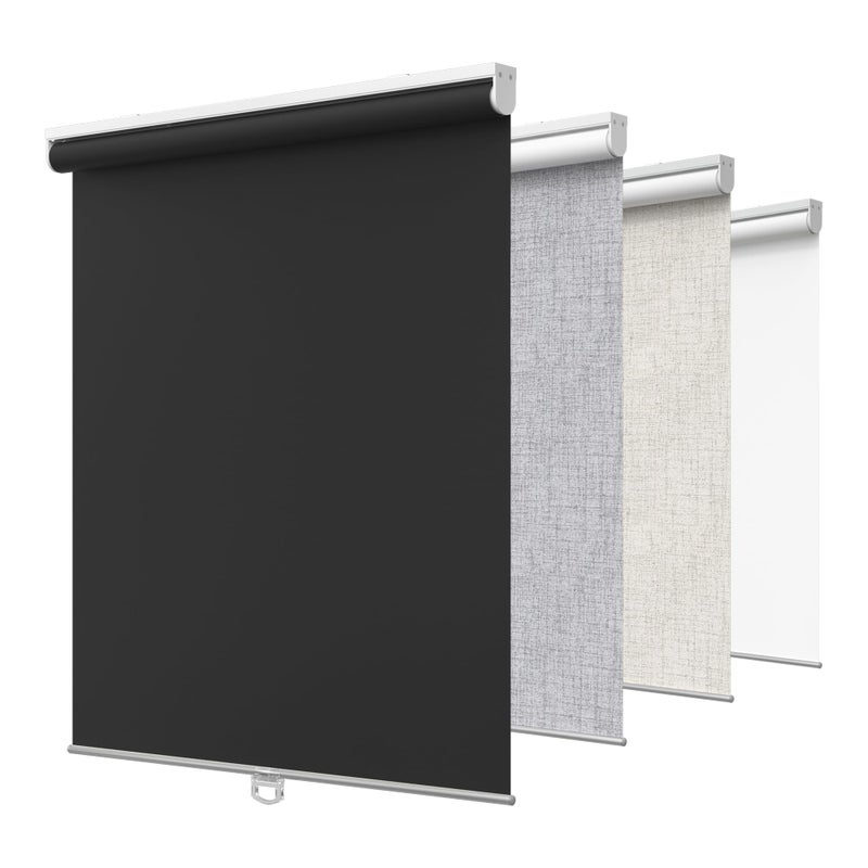 GENIMO 100% Blackout Roller Window Shades, Window Blinds Cordless with Thermal Insulated, UV Protection Fabric, Mini French Door Blinds for Home, Bedroom, Office, Black, 20" W X 72" H - Image 1