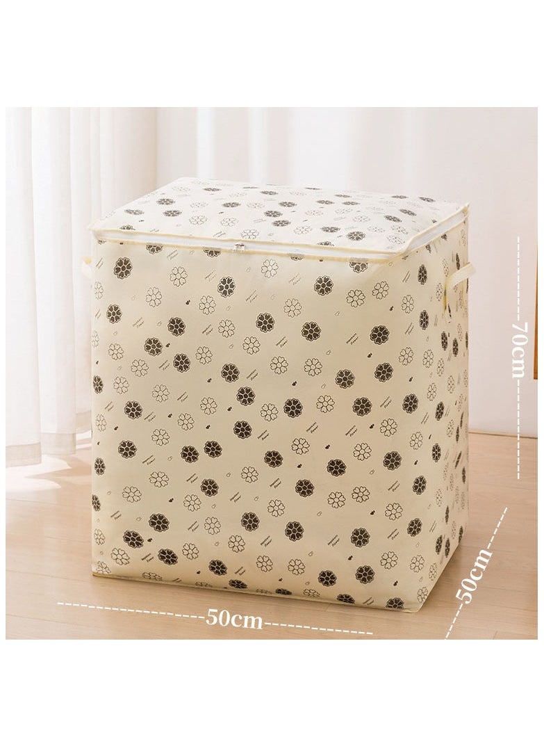 2 Pcs Storage Bags Dust Proof Foldable Closet Organizers Storage Containers with Handle Storage Containers for Bedding Comforters(Beige)