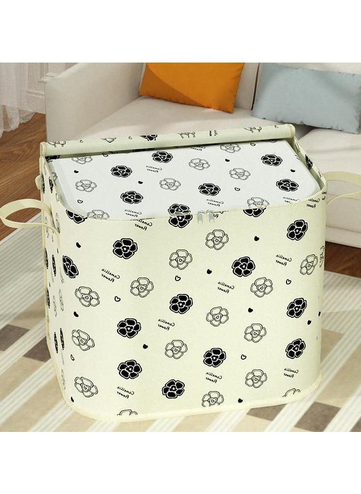2 Pcs Storage Bags Dust Proof Foldable Closet Organizers Storage Containers with Handle Storage Containers for Bedding Comforters(Beige)