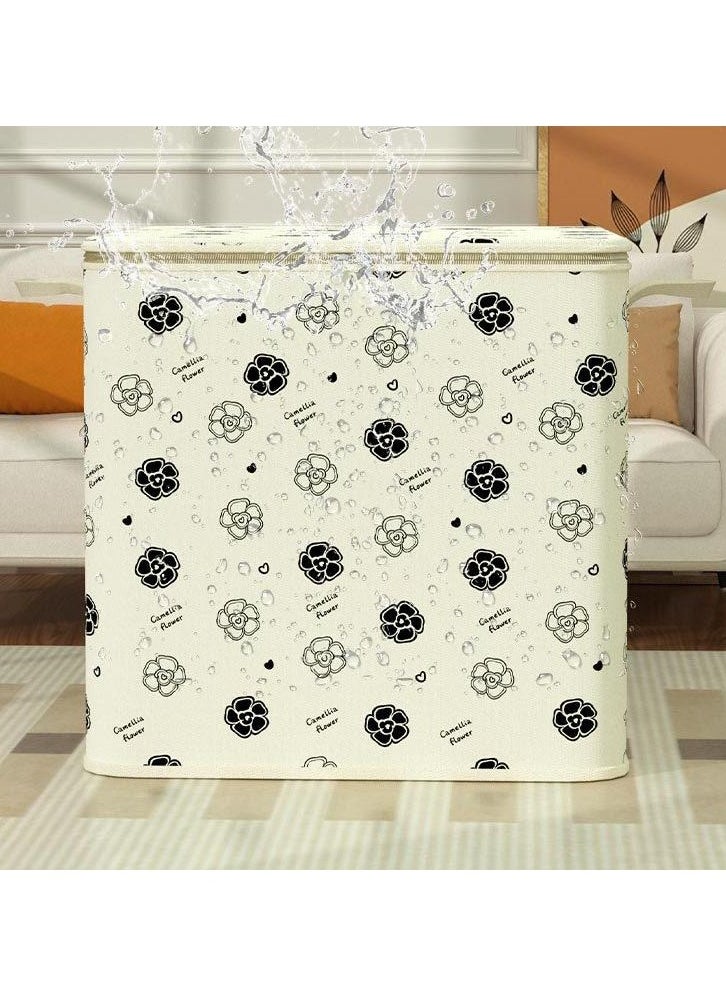 2 Pcs Storage Bags Dust Proof Foldable Closet Organizers Storage Containers with Handle Storage Containers for Bedding Comforters(Beige)
