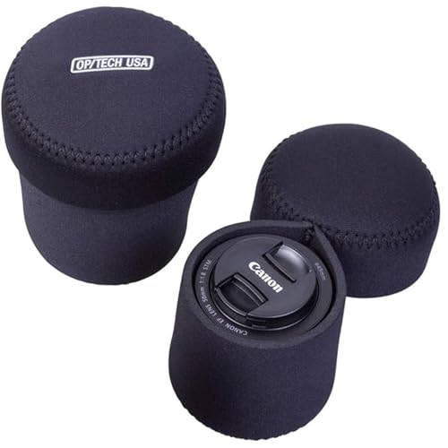 OP/TECH USA Fold-Over Neoprene Lens Pouch – Camera Lens Case for safe Lens Cover storage, Great for Photography & outdoor shoot, Keeps your Lens secure with No-Lose Lid-354 (Black) - Made in USA - Image 2