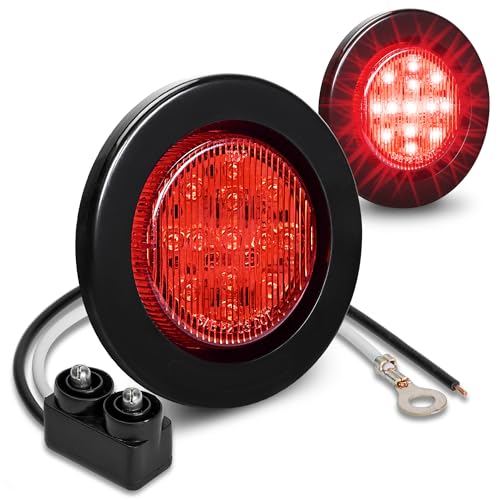 ONLINE LED STORE TRUE MODS 2pc 2.5" 12V Red Round LED Clearance Side Marker Lights [DOT FMVSS 108] [SAE P2] [Reflector Lens] [Grommet & Plugs] [Flush-Mount] [Waterproof IP67] for Boat Trailer Semi Truck RV Peterbilt - Image 1