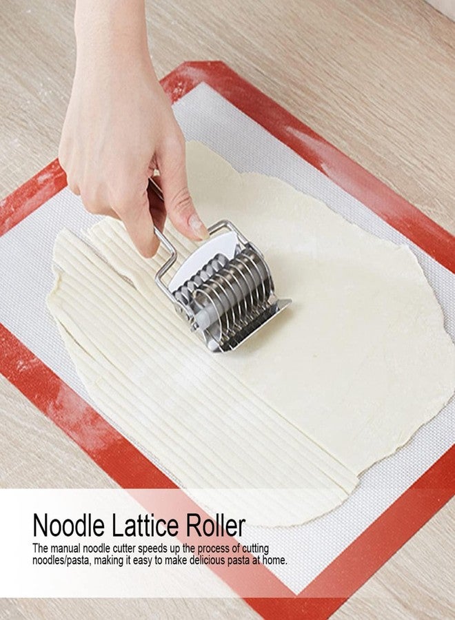 Beufee Noodle Cutter Roller, 2PCS Pasta Noodle Cutter Dough Cutter Pasta Spaghetti Noodle Lattice Rolle Kitchen Baking Tool - Image 4