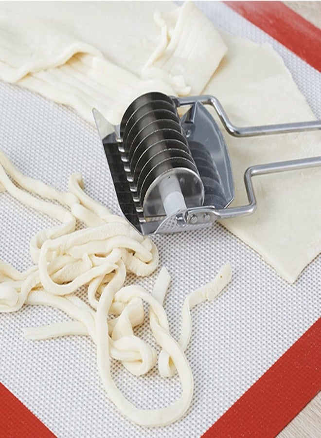 Beufee Noodle Cutter Roller, 2PCS Pasta Noodle Cutter Dough Cutter Pasta Spaghetti Noodle Lattice Rolle Kitchen Baking Tool - Image 3