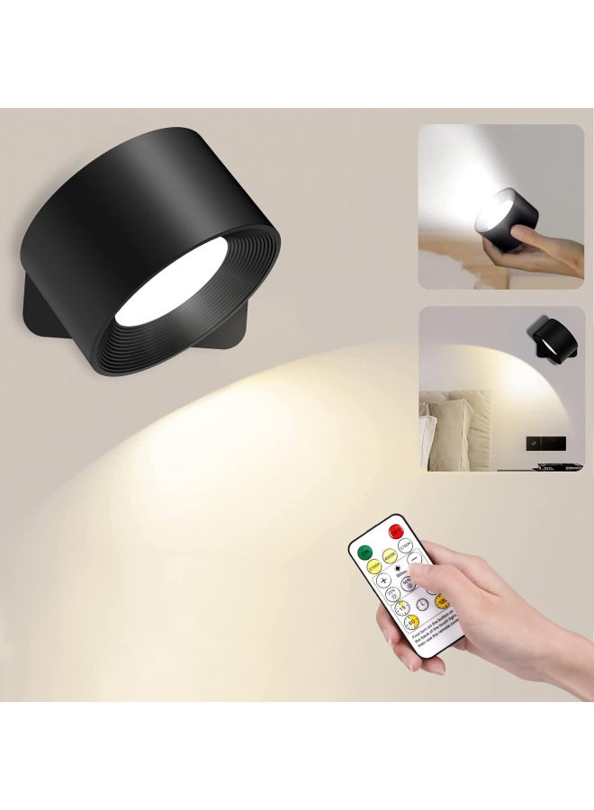USB Charging Magnetic Suction Wall Lamp Cabinet Lamp Bedside Book Lamp Touch Lamp Bedroom APP Wall Lamp 360 ° Rotation-Power:Double-sided Rgb Remote Control Black - Image 1