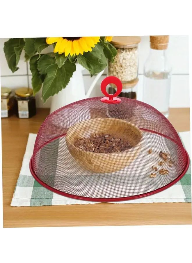 2pcs Red Iron Mesh Food Tent Reusable Kitchen Cover With Handle For Indoor Outdoor - Image 1