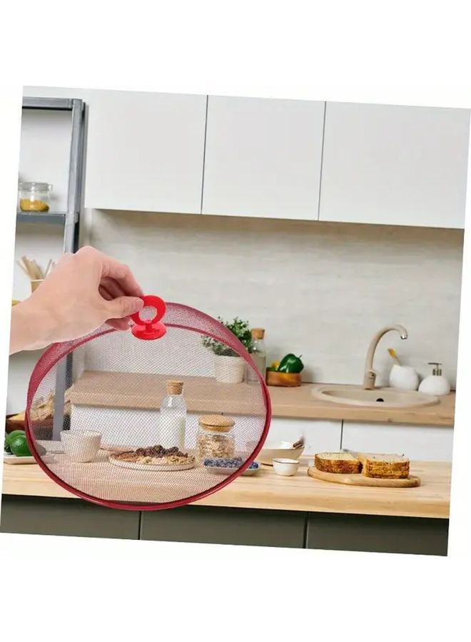 2pcs Red Iron Mesh Food Tent Reusable Kitchen Cover With Handle For Indoor Outdoor - Image 3