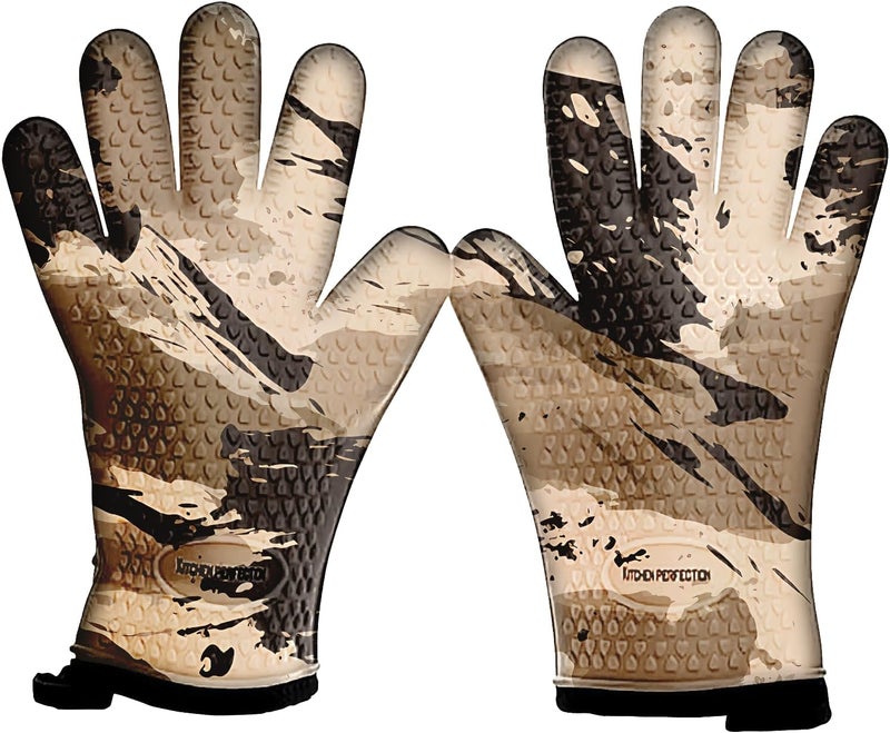 Silicone Smoker Oven Gloves -Extreme Heat Resistant BBQ Gloves -Handle Hot Food Right on Your Smoker Grill Fryer Pit|Waterproof Oven Mitts |Superior Value Set+3 Bonuses