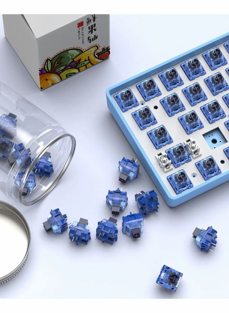 SYOSI Diced Fruit Blueberry Switch, 36PCS 5 Pin 35gf Linear Switch Set, Transparent Cover, 15.5mm Gold Plated Two-Stage Springs, 80M MX Switch for Hotswap Mechanical Keyboard Replacement - Image 4