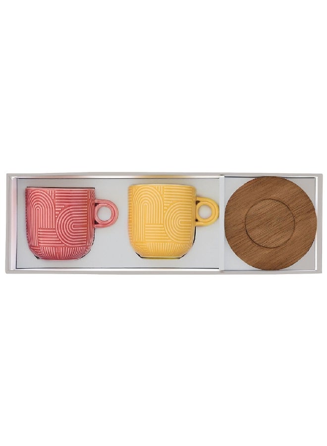 Easy Life 2-Piece Take a Loop Dishwasher Safe Cup and Saucer Set Red and Yellow 250 ml R1781#TLO2  - Image 4
