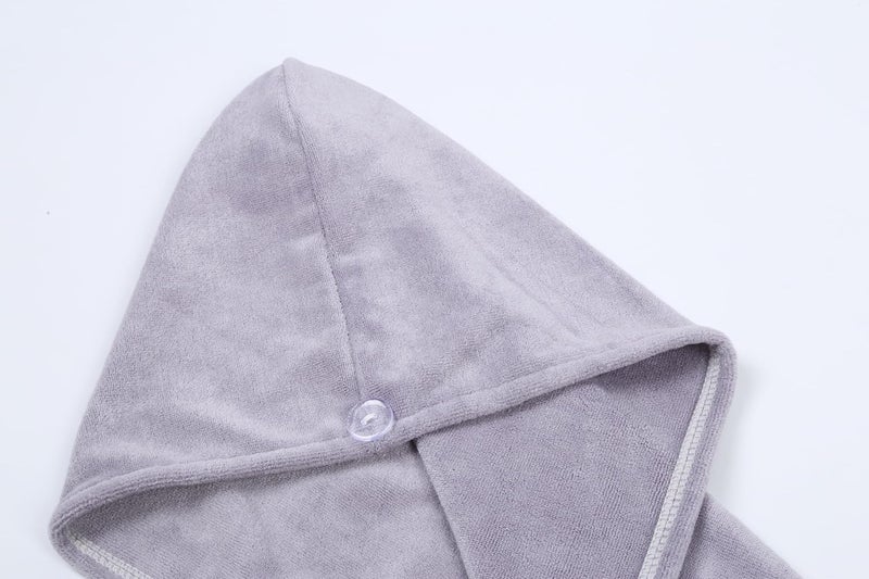 HOUSSE Microfibre Head Towels | 450 GSM High Absorbent Hair Wrap with Adjustable Buttons for Girls | Super Soft & Quick Dry Wrap Towel for Hairs | Set of 2 | 25x65 cm (Atmostphere & Dapple Grey) - Image 3