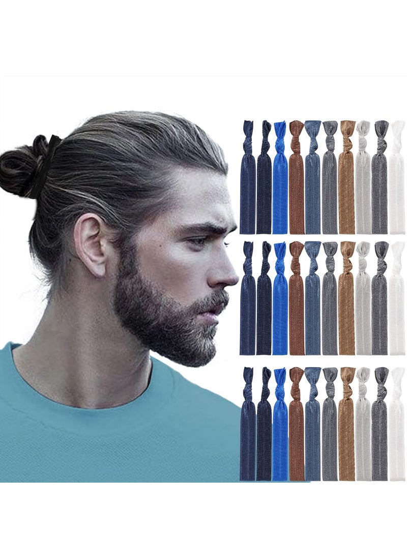 79STYLE 79style 100pcs Hair Ties For Men Bun Fabric Elastic Ribbon Hair Ties Ponytail Holders Mens Hair Bands Knotted Knot Hair Tie Men Guys Hair Accessories 10 Colors 
