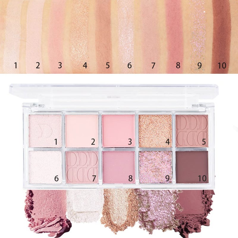 AMY'S DIARY 10 Colors light Pink Eye Shadow Eyeshadow Palette, High Pigmented, Blendable Long Lasting Waterproof Nude Pink Neutral Eye Shadow Palette Makeup (14#) - Image 5