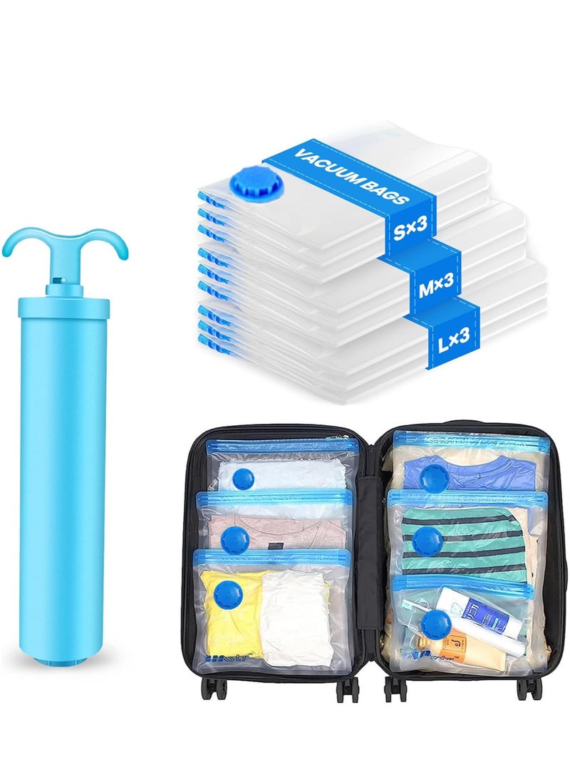 Arabest 9 Pack Vacuum Storage Bags with Pump for Travel, Multiple Pack (3×80*60cm,3×50*70cm,3×40*60cm)Vacuum Seal for Clothing and Clothes, Compression Bags with Hand Pump ﻿ - Image 1