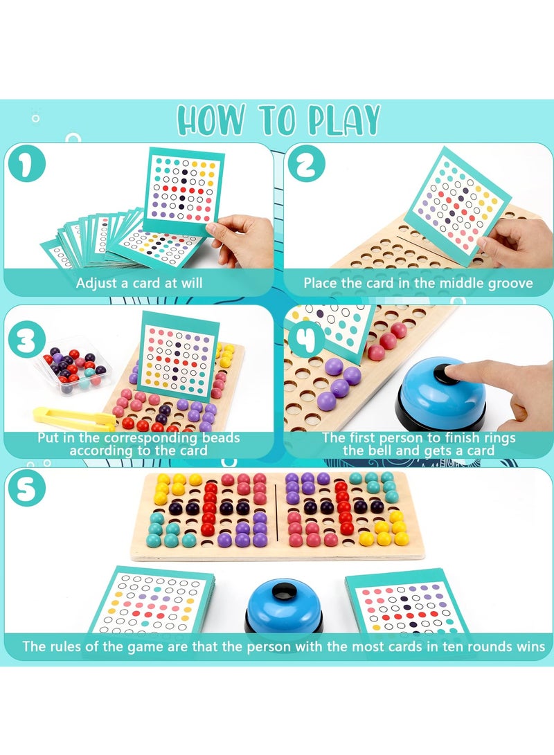 لعبة مونتيسوري التفاعلية لتطابق الألوان وتركيب الخرز – لعبة ذكاء تعليمية مزدوجة للأطفال مع بطاقات الرسم، أدوات المهارات الحركية الدقيقة، مثالية للتفكير المكاني وتعزيز التنسيق البصري اليدوي والتعليم - Image 4