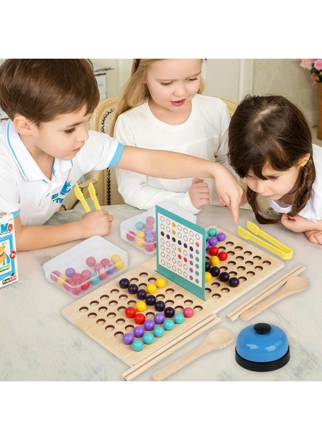لعبة مونتيسوري التفاعلية لتطابق الألوان وتركيب الخرز – لعبة ذكاء تعليمية مزدوجة للأطفال مع بطاقات الرسم، أدوات المهارات الحركية الدقيقة، مثالية للتفكير المكاني وتعزيز التنسيق البصري اليدوي والتعليم - Image 1