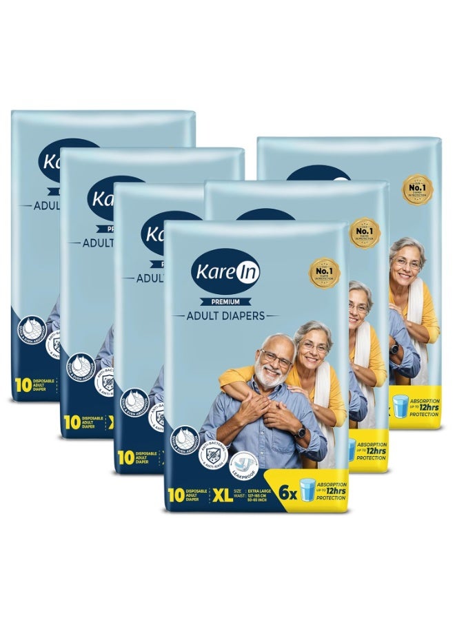 KareIn شريط حفاضات كارين بريميوم للكبار، مقاس XL، كبير جدًا، محيط الخصر 120 وحدة، حماية طويلة الأمد، للجنسين، امتصاص سريع ومتساوٍ، مانع للتسرب، تحكم في الرائحة، مؤشر للبلل - Image 1