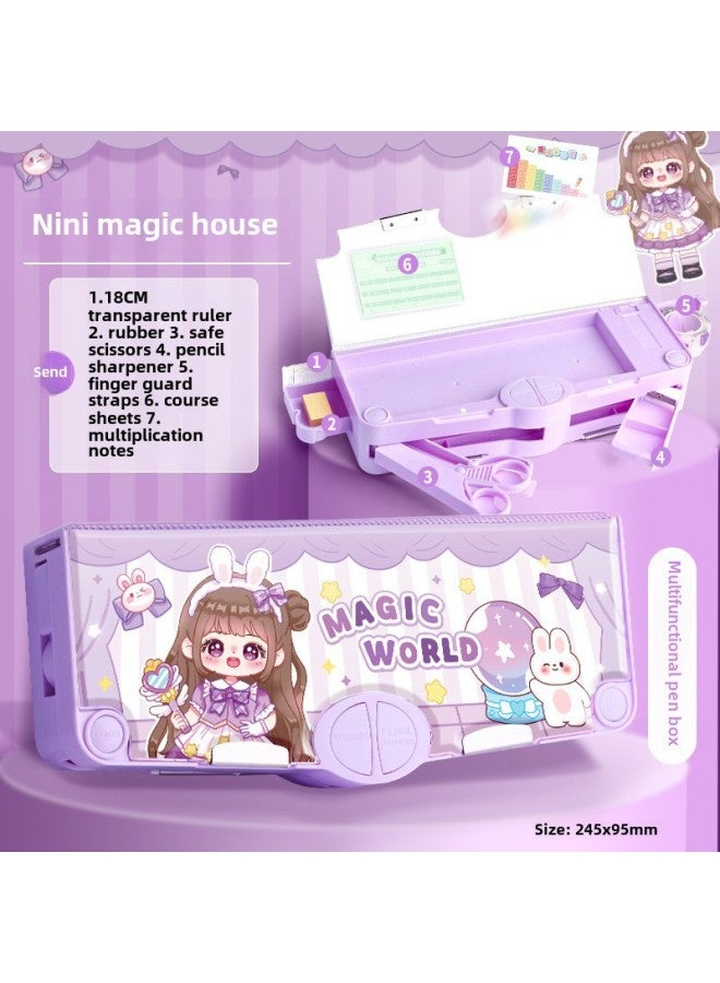 Kaba Bear Double-layer Multifunctional Stationery Case Pencil Case Pencil Case Boys And Girls Primary School Students Internet Celebrity Men's Kindergarten - Image 1
