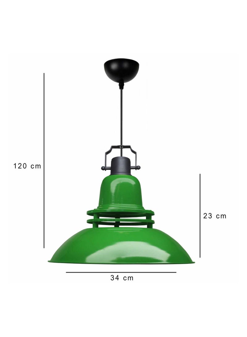 Green Industrial Metal Pendant Light – Modern Ceiling Lamp for Home, Café & Restaurant – E27 Socket - Image 2