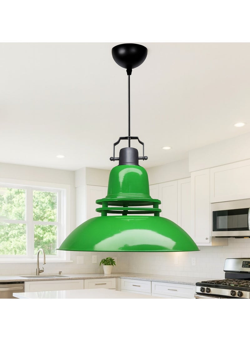 Green Industrial Metal Pendant Light – Modern Ceiling Lamp for Home, Café & Restaurant – E27 Socket - Image 3
