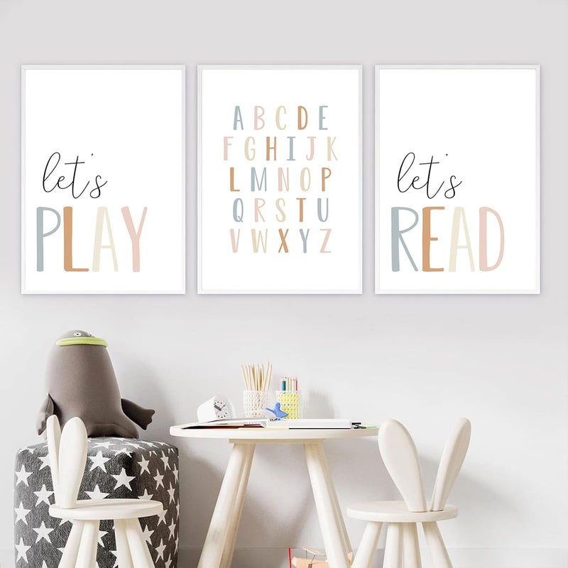 Joocrise Kids Playroom Wall Art Decor UNFRAMED, Room Prints Artwork Children Canvas Art, Lets Read Play Toddler Kid Pictures 16x24 Inch, Set of 3 - Image 4