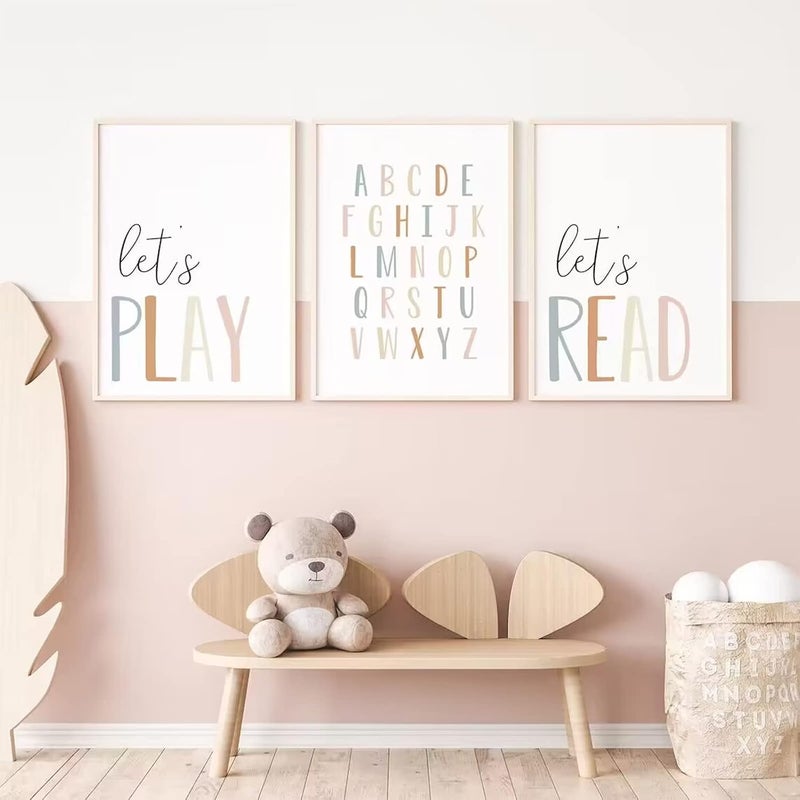 Joocrise Kids Playroom Wall Art Decor UNFRAMED, Room Prints Artwork Children Canvas Art, Lets Read Play Toddler Kid Pictures 16x24 Inch, Set of 3 - Image 3