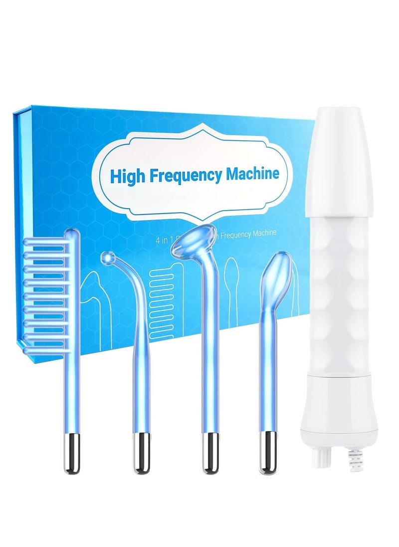 Excefore High Frequency Facial Wand for Acne and Hair Growth, Portable Handheld Blue High Frequency Machine with 4 Different Glass Tubes for Skin and Hair Care  - Image 1