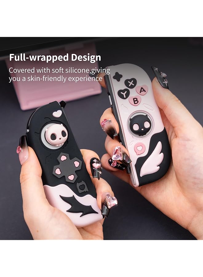 GEEKSHARE Protective Case For Switch Anti Scratch Slim Cover Case Compatible With Nintendo Switch Separable Soft Silicone Protective Shell With 2 Thumb Grip Caps Sweetheart Skull  - Image 4
