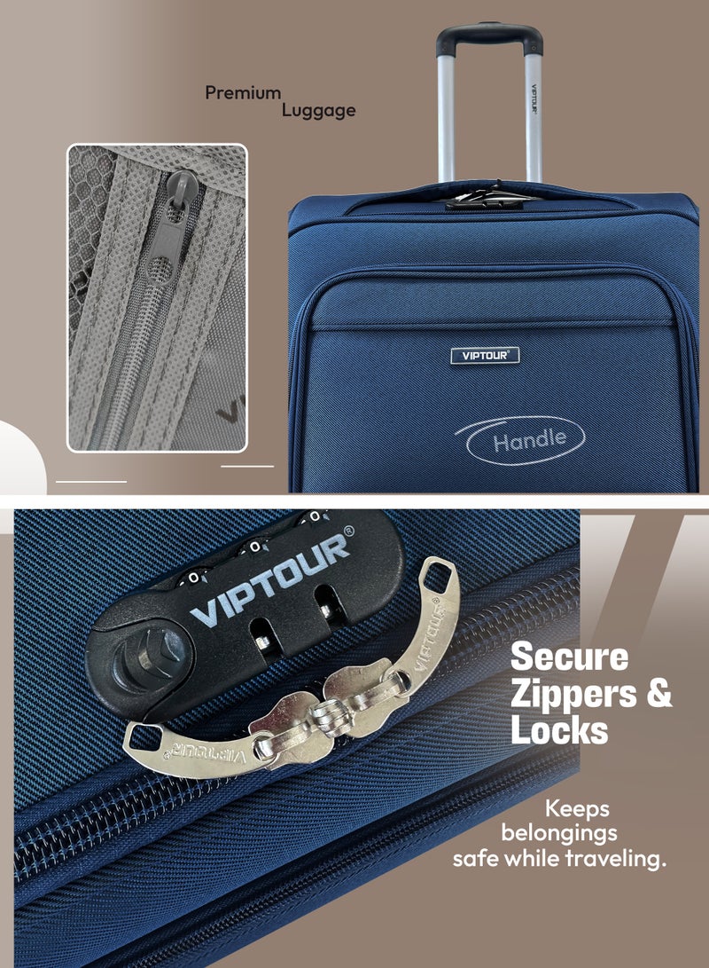 VIPTOUR 4PCS Fabric Luggage Set Durable Travel Suitcase with Spinner Wheels - Image 3