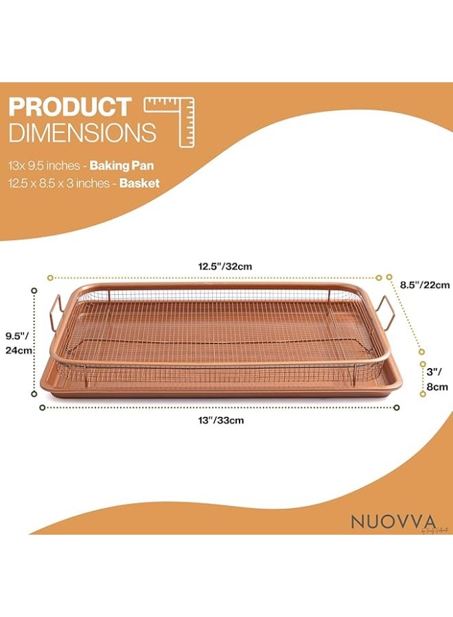صينية نحاسية غير لاصقة للخبز في الفرن مع سلة شواء شبكية مرتفعة للخبز المقرمش، مجموعة من قطعتين - - Image 3