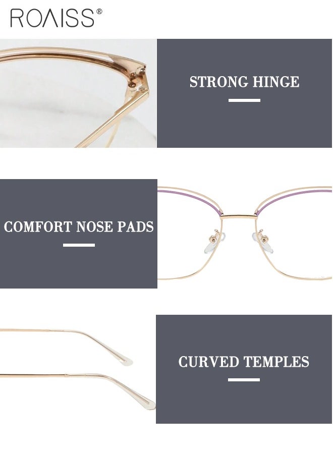 roaiss Women's Blue Light Blocking Glasses Anti UV and Glare Blue Light Filter Computer Glasses Cat Eye Color Changing Anti Eyestrain Headache Eyewear Purple and Gold 53mm  - Image 5