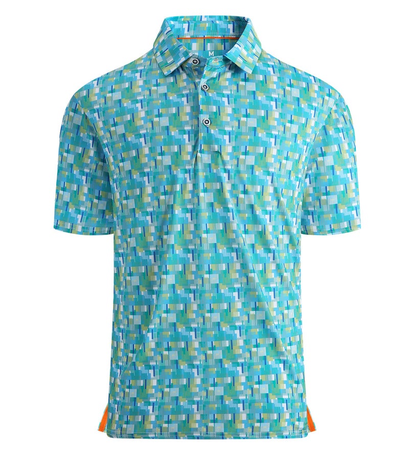 Alex Vando Mens Golf Shirt Moisture Wicking Quick-Dry Print Performance Polo Shirts for Men,Green Impression,L - Image 1