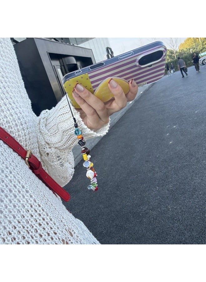 NIBEMINENT Phone Charm/ Chain Strap for Women Girls, Colored Beads Cell Phone Case Lanyard Wrist Strap - Image 3