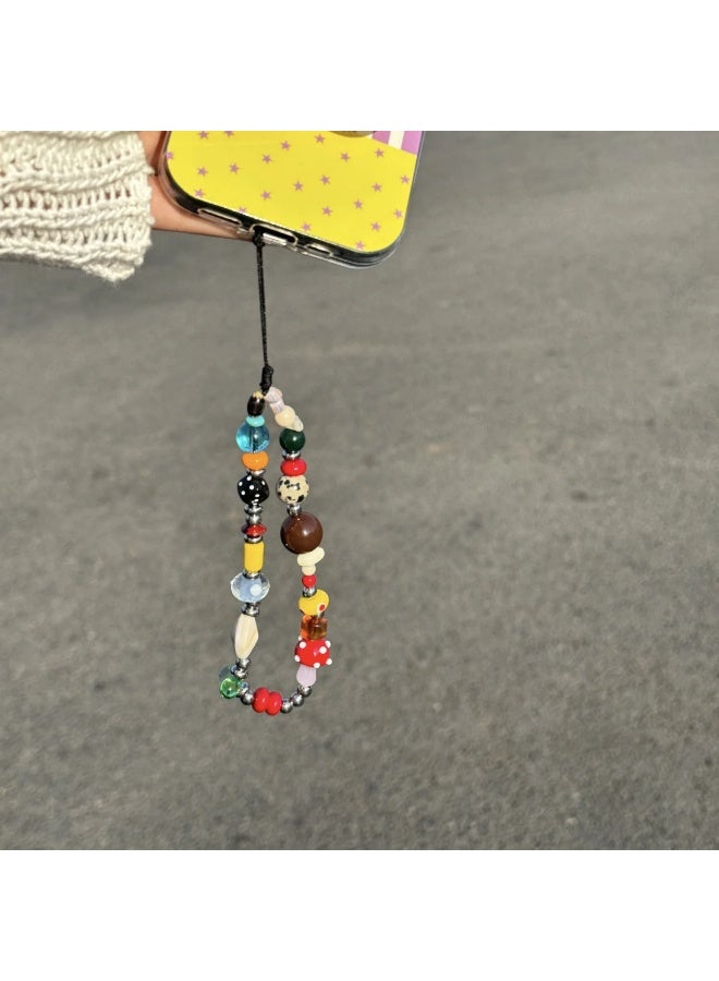 NIBEMINENT Phone Charm/ Chain Strap for Women Girls, Colored Beads Cell Phone Case Lanyard Wrist Strap - Image 2