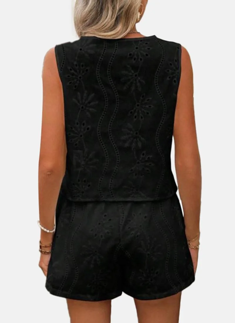 YUNIQEE Black Solid Shorts With Top