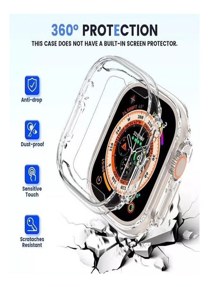 Silicone Case for Apple Watch Ultra 49mm - Flexible Transparent (Shockproof) with a Strong and Modern Design, 360 Protection