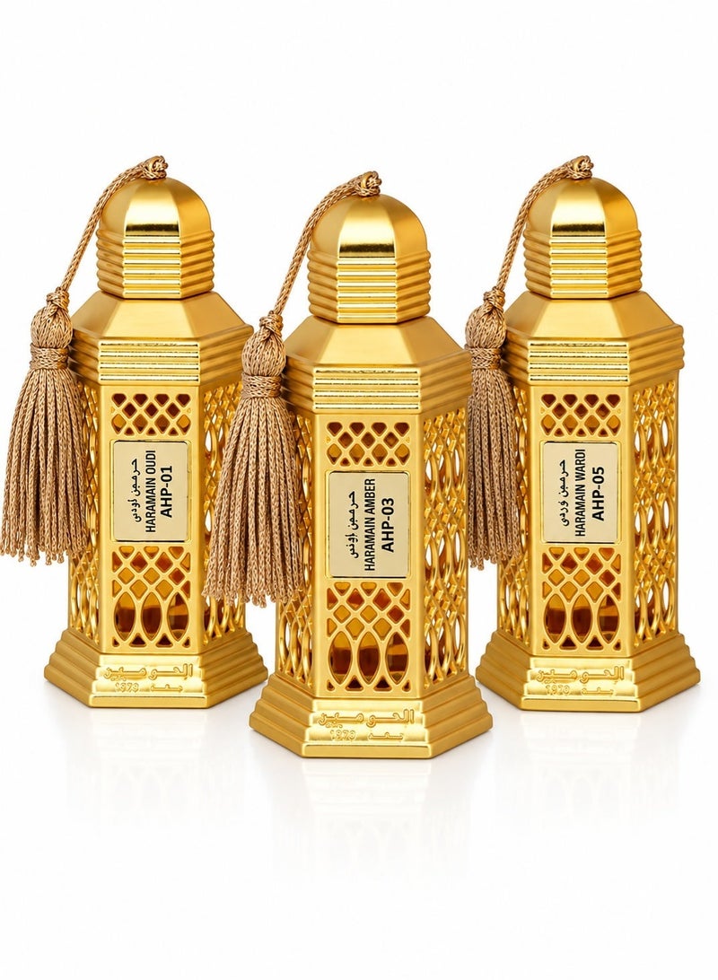 Al Haramain Haramain Oudi, Amber & Wardi Luxurious Set of 3 Concentrated Perfume Oils (12ml Each) | Long-Lasting Arabian Attar Collection for Men and Women - Image 4