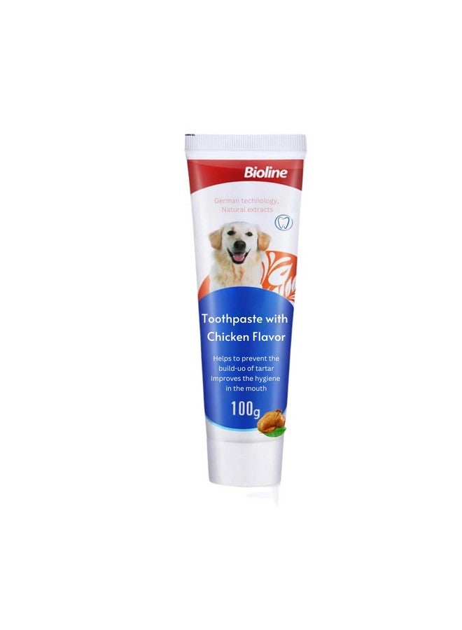 Bioline Toothpaste With Chicken Flavor For Dogs And Puppies - 100G | Whitens Teeth, Supports Oral Health And Eliminates Plaque And Tartar | Freshens Breath And Promotes Healthy Gums - Image 1