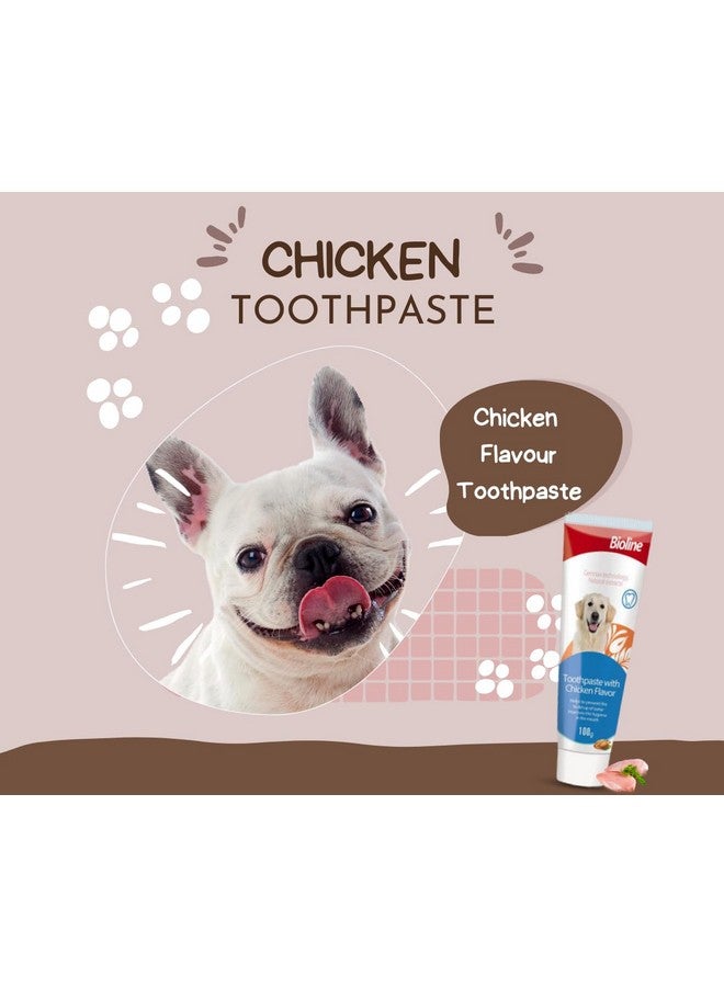 Bioline Toothpaste With Chicken Flavor For Dogs And Puppies - 100G | Whitens Teeth, Supports Oral Health And Eliminates Plaque And Tartar | Freshens Breath And Promotes Healthy Gums - Image 2