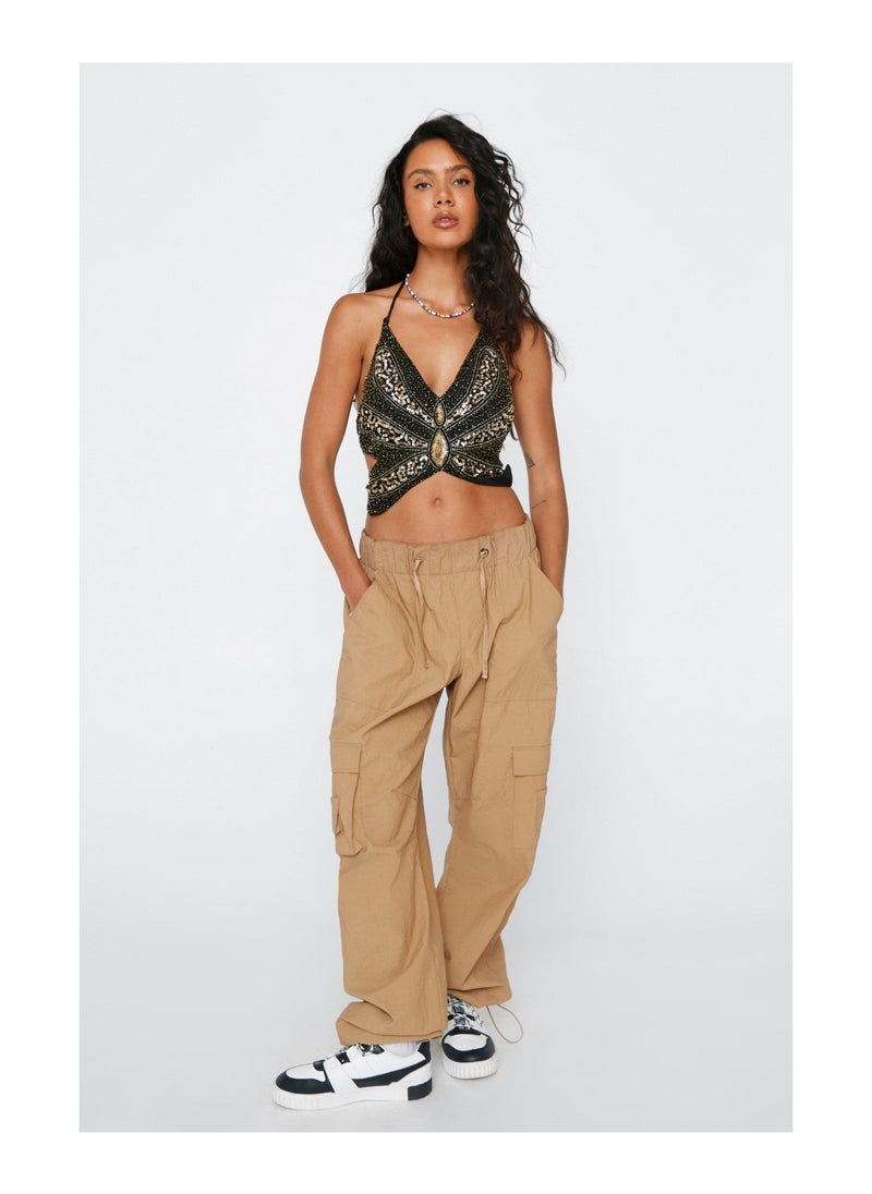NASTY GAL - Sequin Embellished Butterfly Crop Top - Image 1