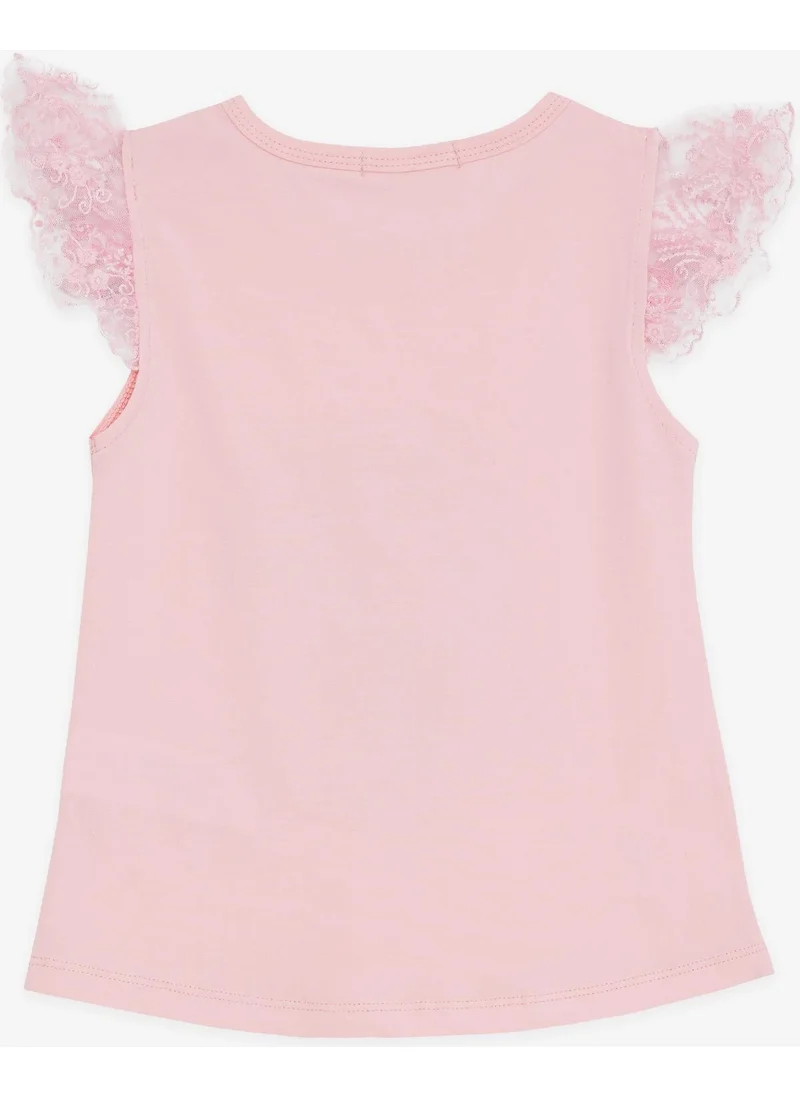بريز Girl's T-Shirt Crazy Girl Printed Sleeves with Embroidery Lacing 1.5-5 Years, Pink