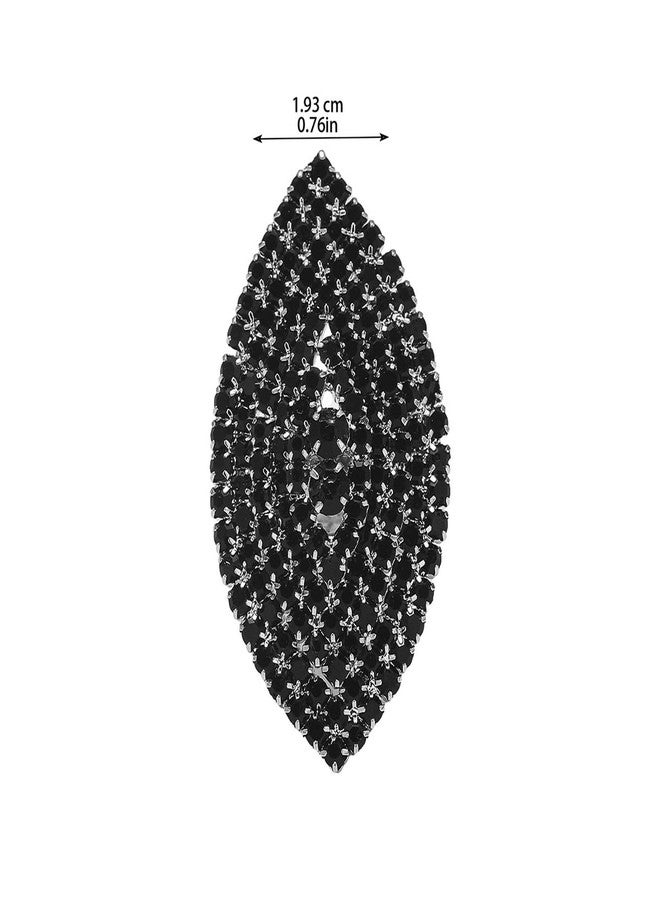 MarveBard Sparkling Oval Chunky Rhinestone Ring for Women Adjustable Thick Big Cocktail Statement Rings Cubic Zirconia Geometric Crystal Band Ring Wedding Birthday Party Halloween Christmas Jewelry (Black) - Image 4