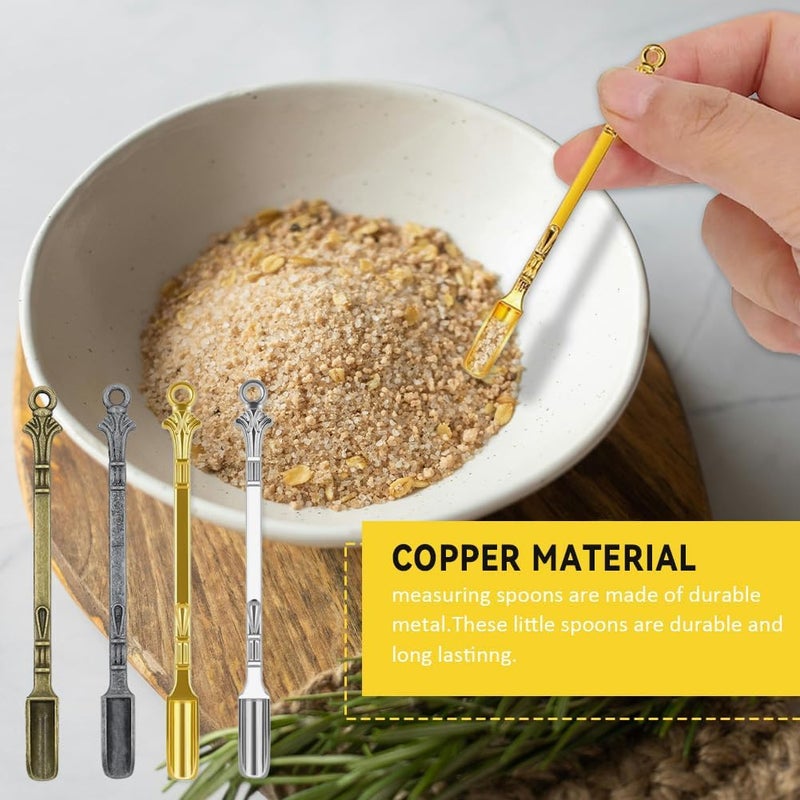 Canumer 10 PCS Mini Spoons Metal Shovel Tableware Charm Kitchen Pendant, Multicolor Small Spice Spoon, Tiny Shovel Spoon for Necklace DIY Craft Making Keychain - Image 4