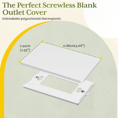 TG Screwless Blank Wall Plate Child Safe Blank Device Outlet Cover Standard Size 1Gang 468 x 293 Polycarbonate Thermoplastic UL Listed SPB1W Glossy White 5 Pack - Image 3